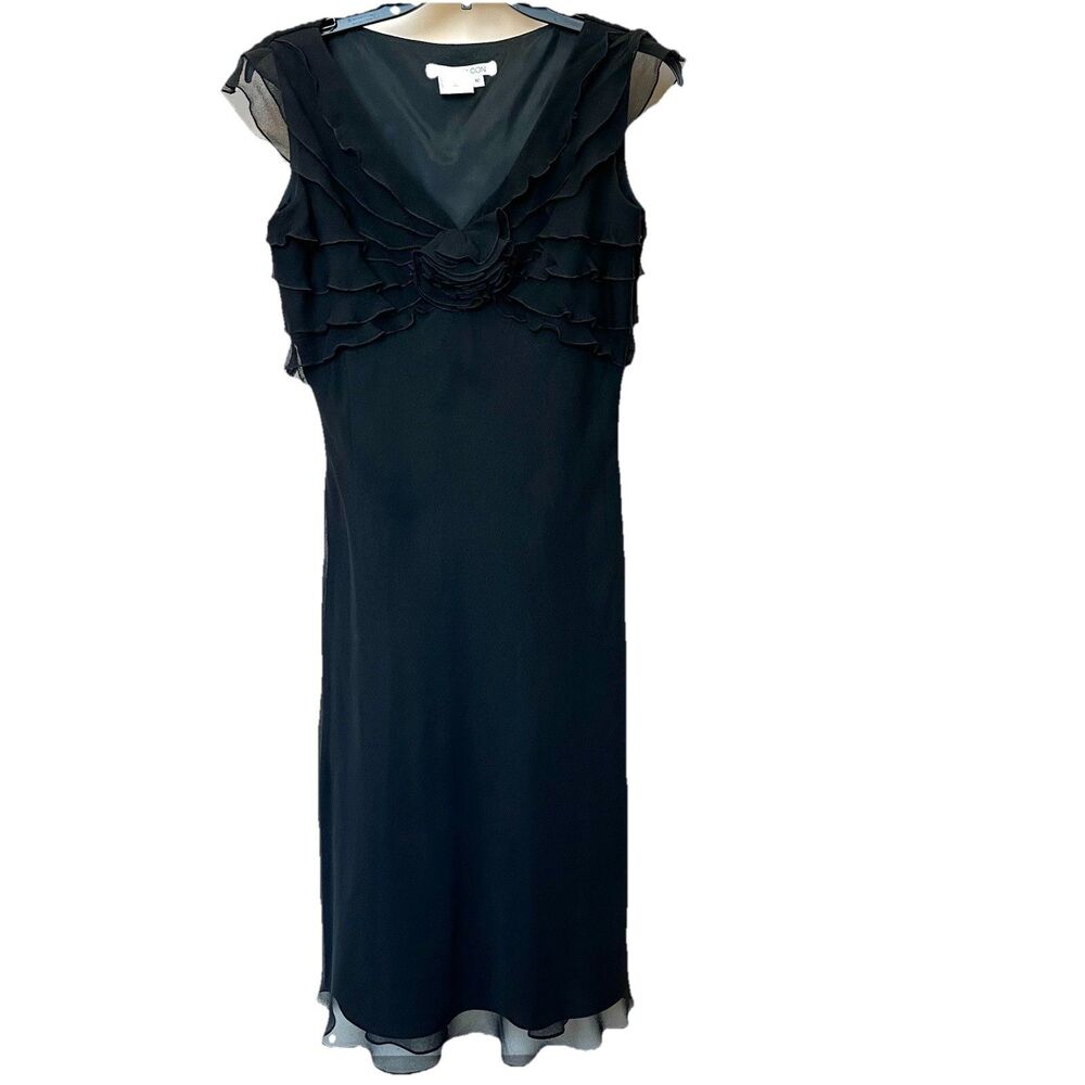 Silk Maggy London Dress 10 Midi Sleeveless Black Cocktail Party Event Whimsigoth